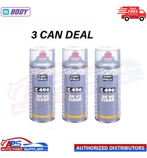 3x HB Body C 496 2K HS CLEARCOAT Professional Clear Coat Lacquer 400ml aerosol